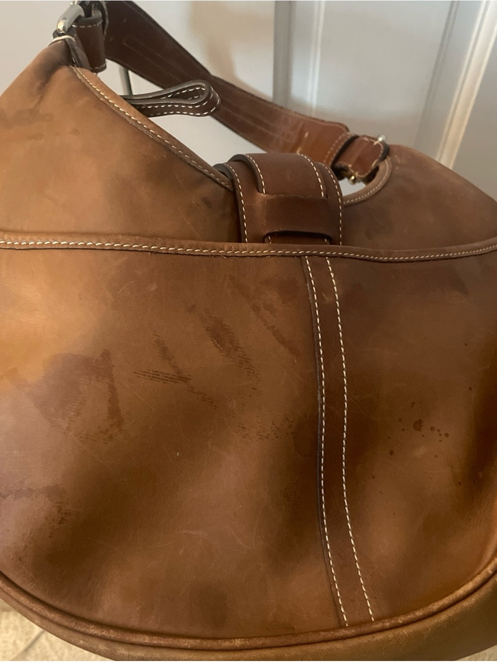 Coach Hamptons Leather Hobo Shoulder Bag Buckle Vintage Brown 7548 - Picture 5 of 12